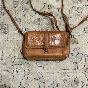 Chic Tan Embossed Leather Crossbody Bag the sak